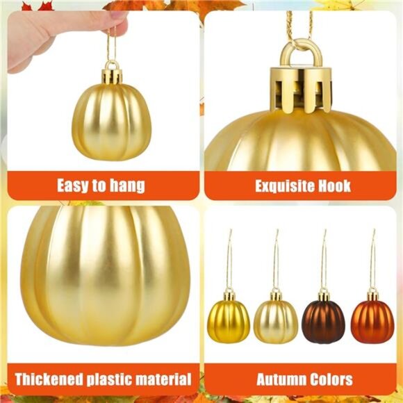 24 PCS Fall Pumpkin Ornaments: Mini Hanging Decor for Halloween & Thanksgiving - Picture 3 of 8